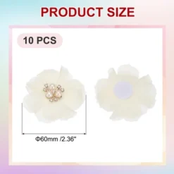 Unique Bargains Rhinestone Pearl Chiffon Flower For DIY Craft Wedding Party 10 Pcs