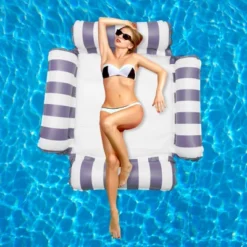 Unique Bargains Stripe Pool Hammock Lounger 1 Set