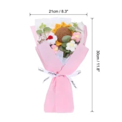 Unique Bargains Handmade Knitted Vibrant Color Low-Maintenance Artificial Flowers Pink