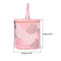 Unique Bargains Portable Crochet Knitting Sewing Craft Yarn Storage Bag Pink Flower 5.12" X 5.51"