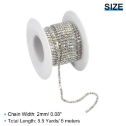 Unique Bargains DIY Bag Clothing Decoration Crystal Rhinestone Sew On Close Claw Chain Trim