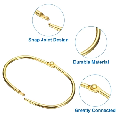 Unique Bargains Iron Durable Rustproof Snap Design Shower Curtain Rings 12 Pcs - Image 2