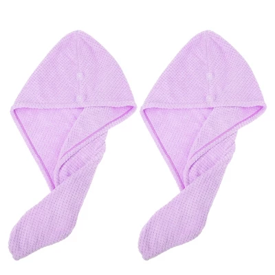 Unique Bargains Soft Hair Towel Wrap Drying Cap Coral Fleece For Wet Long Thick Curly Hair 9.84x27.56 Inch 2 Pcs - Image 7
