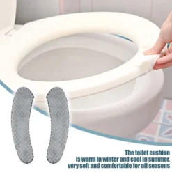 Unique Bargains 2 Pair Toilet Seat Cover Pad Bathroom Warm Toilet Seat Cushion Washable Reusable