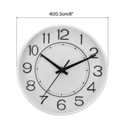 Unique Bargains Decorative Quartz Battery Operated Silent Non-Ticking Round Wall Clocks 8"