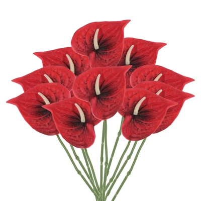 Unique Bargains Artificial Anthurium Lily Flowers For Home Decor 10 Pcs - Image 12