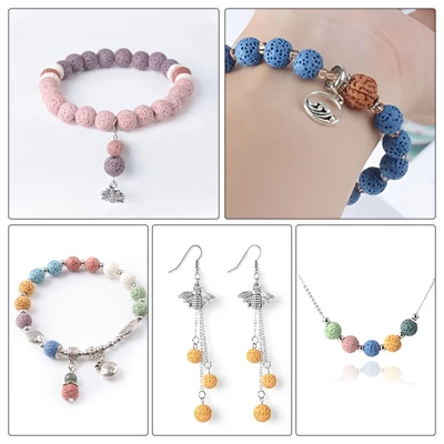 Unique Bargains Natural Volcanic Rock Colorful Textured Surface Porous Loose Beads Bulk 26 Pcs - Image 5