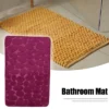 Unique Bargains Cobblestone Pattern Bathroom Rugs Polyester Bath Mat Machine Washable Wine Red 80x50cm