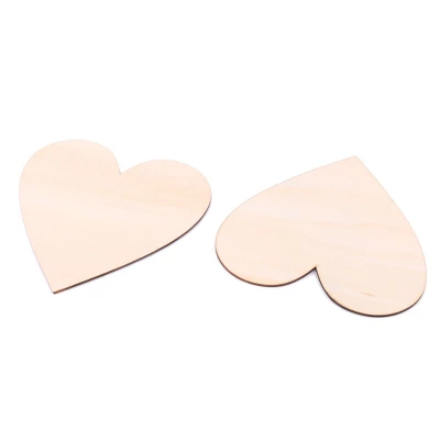 Unique Bargains Holiday Wooden Love Heart Shaped Wedding Decor Art Craft DIY Accessories Beige 50 Pcs - Image 2