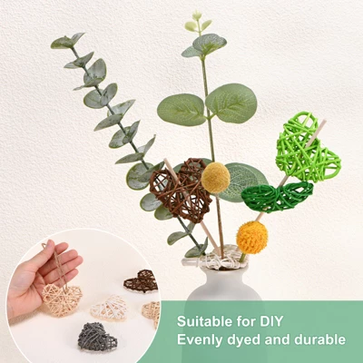 Unique Bargains Heart Shaped Wicker Rattan Balls 2.4 Inch Decorative 12 Pcs - Image 2