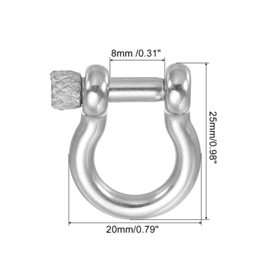 Unique Bargains Stainless Steel Small D-Ring Shackles For DIY Craft 4 Pcs