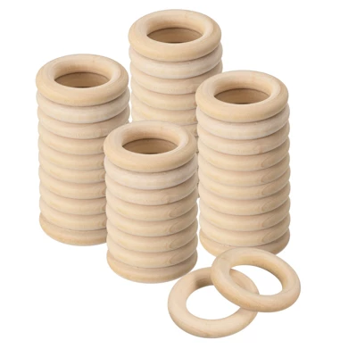 Unique Bargains DIY Crafting Natural Smooth Unfinished Wood Rings 50 Pcs - Image 7