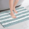 Unique Bargains Bathroom Striped Absorbent Chenille Non-Slip Machine Washable Plush Floor Mats