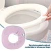 Unique Bargains Stretchable Thicker Toilet Seat Cover Pad Lid With Handle Bathroom Washable Reusable 4 Colors 4 Pcs