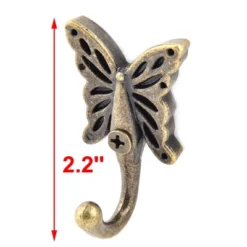 Unique Bargains Home Handbag Coat Butterfly Vintage Style Metal Hanger Hooks Bronze Tone 5 Pcs