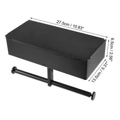 Unique Bargains Wall-Mount For Kitchen Bathroom Toilet Double Roll Tissue Holder Black 1 Pcs - Image 3