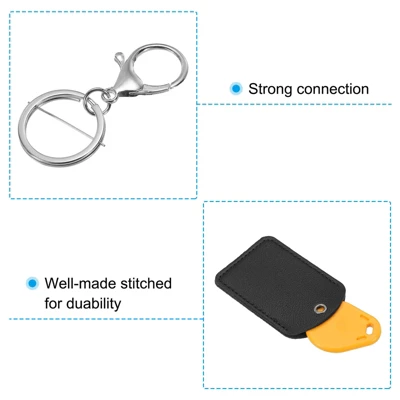 Unique Bargains PU Leather Keychain Fobs With Key Rings For DIY Crafts 4 Pcs - Image 3
