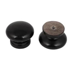 Unique Bargains Cabinet Drawer Wooden Round Pull Knob Black 1.34"x1.02" 15pcs