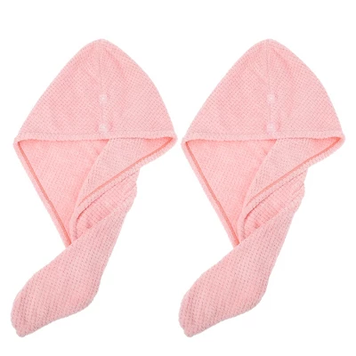 Unique Bargains Soft Hair Towel Wrap Drying Cap Coral Fleece For Wet Long Thick Curly Hair 9.84x27.56 Inch 2 Pcs - Image 6