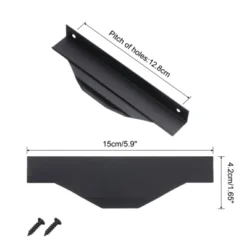 Unique Bargains Finger Edge Cabinet Pull 128mm Hole Diameter Black 10 Pcs