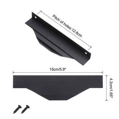 Unique Bargains Finger Edge Cabinet Pull 128mm Hole Diameter Black 10 Pcs