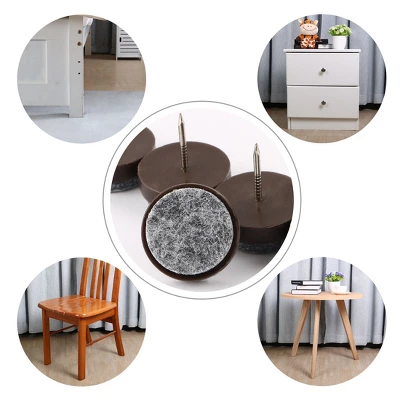 Unique Bargains Chair Leg Floor Glides Felt Floor Protector Brown 0.9" X 0.94" 50 Pcs