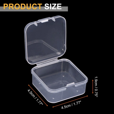 Unique Bargains Plastic Portable Beads Craft Hardware Jewelry Storage Boxes Clear 48 Pcs 1.77" X 1.73" X 0.75"