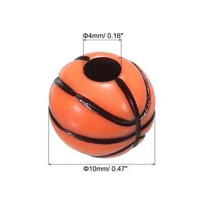 Unique Bargains Opaque Acrylic DIY Necklace Bracelet Loose Basketball Sport Ball Beads 0.39" 60 Pcs