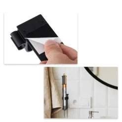 Unique Bargains Wall Mounted Hair Dryer Holder Black 1 Piece