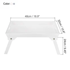 Unique Bargains Portable Wooden Serving Platter Laptop Snack Table Bed Trays With Folding Legs 18.9 X 12.6 X 9.45 Inch 2 Pcs