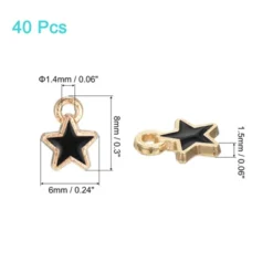 Unique Bargains Gold Plated Rust-proof DIY Keychain Crafting Star Charm Pendant 40 Pcs
