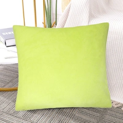 Unique Bargains Viscose Velvet Comfortable And Soft Decorative Throw Pillow Cover Square Chartreuse - Image 4