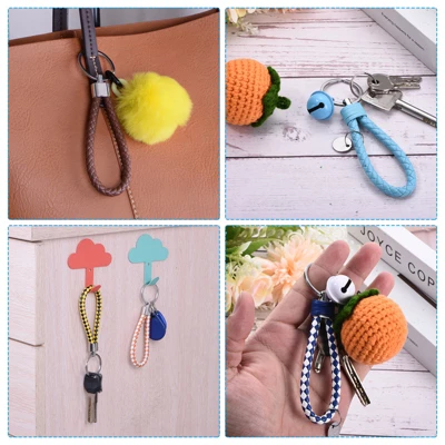 Unique Bargains Braided PU Leather Wallet Keychain With Stainless Steel Key Ring - Image 2