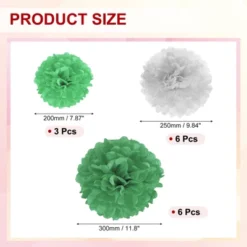 Unique Bargains Wedding Shower Bridal Party Decoration 3 Size Paper Pom Poms Flower Ball 15 Pcs