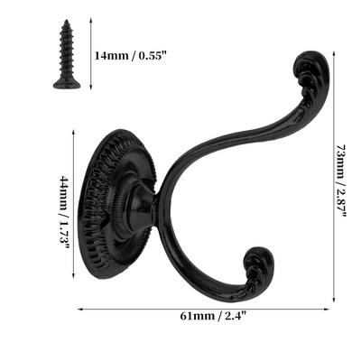 Unique Bargains Vintage Clothes Hooks Black 4 Pcs