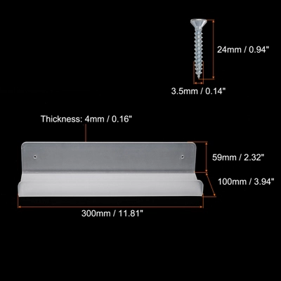 Unique Bargains Acrylic Clear Floating Wall Mounted Shelf For Bathroom Kitchen