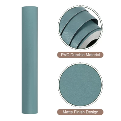 Unique Bargains Wallpaper, Peel And Stick Wallpaper Contact Paper Solid Color Vinyl Self-Adhesive Wall Paper Decorative Dark Green 590" X 23.6" - Image 2