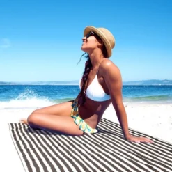 Unique Bargains Quick Drying Absorbent Lightweight Cotton Beach Towel 28" X 56"