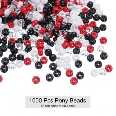 Unique Bargains 4 Assorted Colors Plastic Jewelry Making Pony Beads 1000 Pcs - Image 2