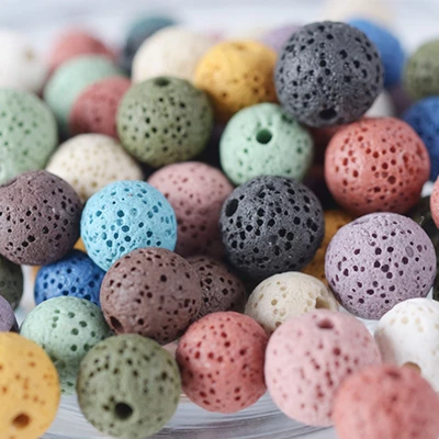 Unique Bargains Natural Volcanic Rock Colorful Textured Surface Porous Loose Beads Bulk 26 Pcs - Image 4