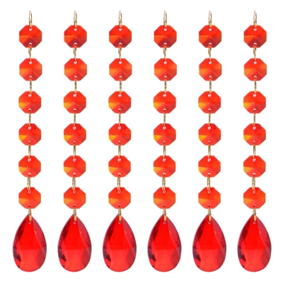 Unique Bargains Crystal Teardrop Octagon Beads Shiny Glass Pendants 6 Pcs - Image 4