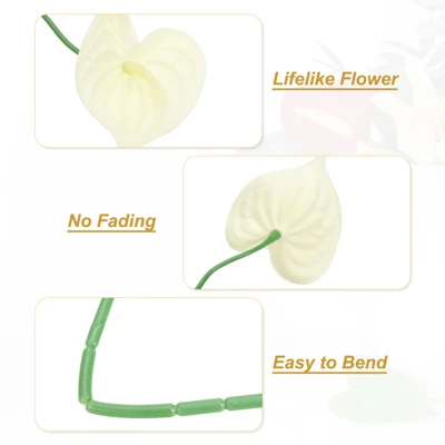 Unique Bargains Artificial Anthurium Lily Flowers For Home Decor 10 Pcs - Image 2