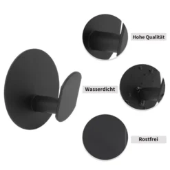 Unique Bargains Round Adhesive Hooks Black 4 Pcs