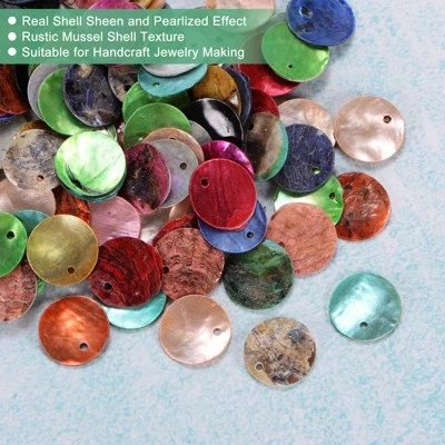 Unique Bargains Jewelry Making Natural Color DIY Shell Loose Beads 15 Mm Colorful Mixed Colors 150 Pcs