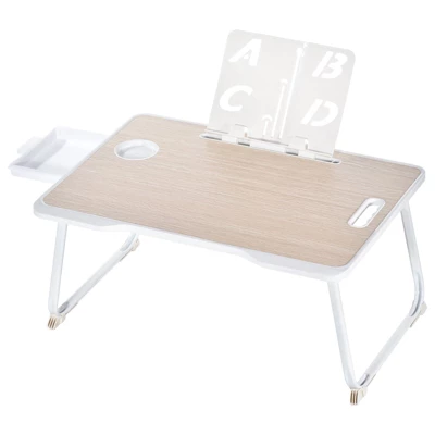 Unique Bargains Laptop Bed Desk Tray Portable Desk With Storage Drawer Reading Holder Water Slot Foldable Table - Image 7