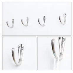 Unique Bargains DIY Bathroom Robe Bag Zinc Alloy Hooks Silver Tone 2 Pcs