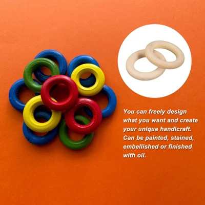 Unique Bargains DIY Crafting Natural Smooth Unfinished Wood Rings 50 Pcs - Image 3