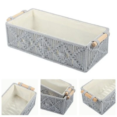 Unique Bargains Bathroom Toilet Cabinet Woven Macrame Storage Baskets 1 Set - Image 2