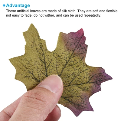 Unique Bargains Wedding Party Thanksgiving Halloween Decoration Fall Maple Artificial Leaves Purple 200 Pcs - Image 2