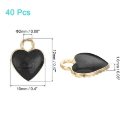 Unique Bargains Gold Plated Rust-proof Making Necklace Keychain Heart Charm 40 Pcs